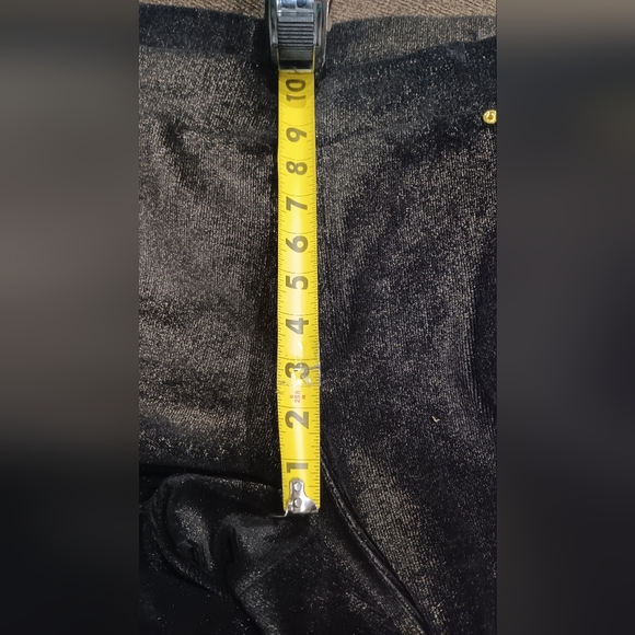 Michael Kors Foil Black Gold Metallic Leggings Sz 2X Stretch Figure Flattering - Picture 7 of 10